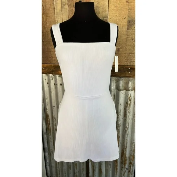 Victoria's Secret PINK Women's Rib Square Neck Active Dress White Size XL NWT - Picture 2 of 4